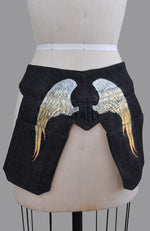 Denim Pocket Belt: Meredith style in Black with GOLD/WHITE PAINTED WINGS